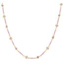Kids Mini Lavender Enamel Bars with Pink Crystal & Pave Moon Links Necklace