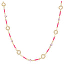 Kids Pink Bars, Pink Moonstone Crystals & Heart Eyed Happy Face Links Necklace