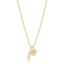 Danica Cross Charm Necklace – Gold Ball Beads, Pearl & Tassel Accents (16")