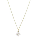 Andie Necklace – White Enamel Diamond Charm with Crystal Accent (16" + 3" Ext)