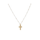 Ruth Bead Station Cross Necklace – Psalms 13:26 “God is my Strength” (16" + 3" Ext)