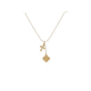 Ruth "Amen" Twist Chain Necklace – Gold with Clear Crystal Cross & Quatrefoil Charm (16" + 3" Ext)