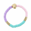 Kids Colorblock Heart Bracelet – Pink, Lavender & Mint Heishi Bead Stretch Bracelet
