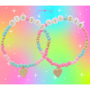 Kids Set of 2, Matching "BIG SIS" & "LIL SIS" Beaded with Gold Hearts Bracelet