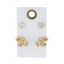 Kids Clear Crystal Stud, Gold Bee with Crystal Accents Earring