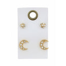 Kids Clear Crystal Ball Stud, Crystal Moon Earring