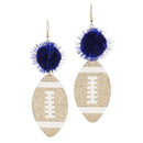 Navy Tinsel Pom + Gold Glitter Football Earrings