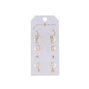 Take Five! Earring Set – Gold Huggies, Crystals, Cross & Floral Studs (Set of 5)