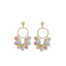 Gold Multi-Color Fan Hoop Earrings – Beaded Circle Drop Earrings