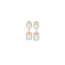 Pink Crystal Drop Earrings – AB Iridescent Gem in Pink Rectangle