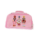Whimsy Nutcracker Embroidered Zipper Pouch – Pink Holiday Cosmetic Bag
