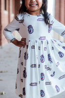JMU White Duke Dog 3/4 Sleeve Pocket Twirl Dress