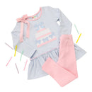 Girls Birthday Cake Pants Set | Personalized Birthday Outfit | Boutique Toddler & Little Girls Two-Piece Set | Bossier City, LA