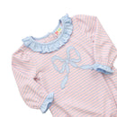 Girls Pink Bow Bubble Romper | Blue Bow Appliqué Baby Bubble | Boutique Baby Girl Outfit | Bossier City, LA