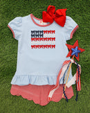 Red, White, and Bows Scallop Short Set