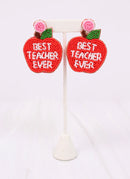 Best Teacher Ever Apple Beaded Earrings | Teacher Appreciation Statement Earrings | Bossier City, LA