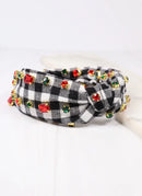 Pammy Plaid Jeweled Headband