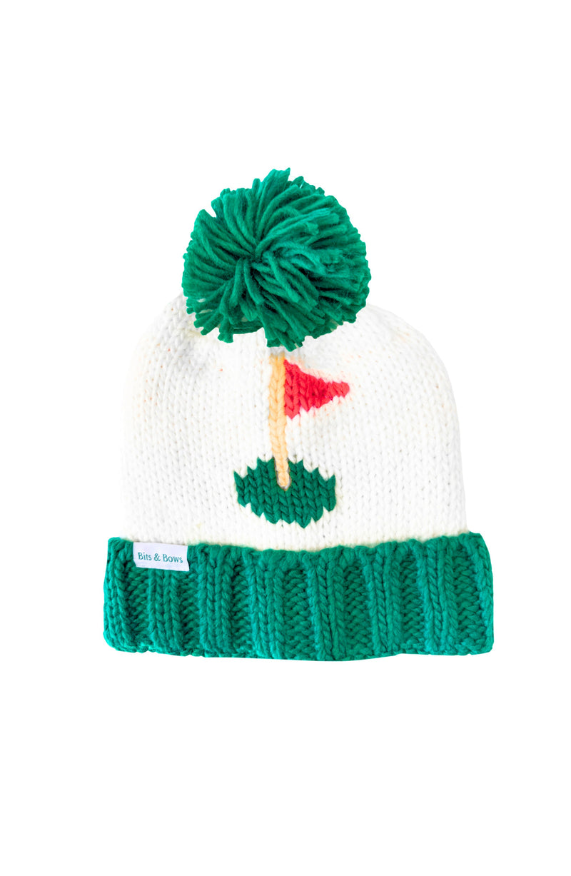 Golf Flag Bobble Hat, Green