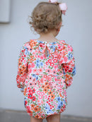 Fall Halloween & Thanksgiving Pumpkin Bow Smock Embroidered Floral Baby Girl Romper