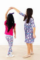 Kitties in the Clouds 3/4 Sleeve Pocket Twirl Dress