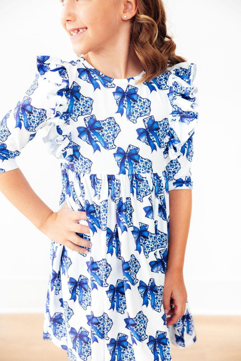 Lone Star 3/4 Sleeve Ruffle Twirl Dress