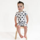 Bamboo Shorty Romper  | Palm Style White