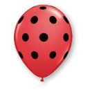 11" Latex Specialty Balloon Red & Black Polka Dot (5 pack)