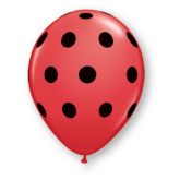 11" Latex Specialty Balloon Red & Black Polka Dot (5 pack)