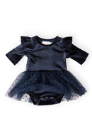 Light Navy Velvet Tutu Bodysuit