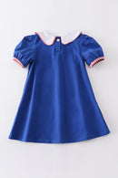 Blue Baseball Applique dress