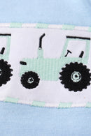 Blue tractor embroidery boy bubble