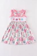 Pink Shell Embroidered Dress