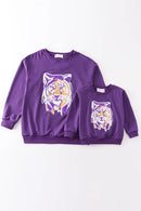 Purple Tiger Sequin Mom & Me Gameday Sweatshirt