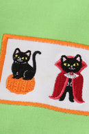 Green Halloween Cat Embroidery Boy Pant Set – Toddler & Boys Halloween Outfit