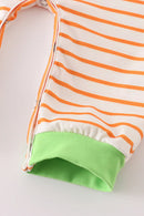 Green Halloween Cat Embroidery Boy Romper – Spooky & Playful Baby Outfit for Halloween