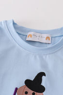 Halloween Witch Dog Embroidery Boy Shorts Set