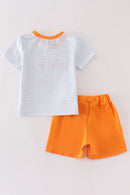 Pumpkin French Knot Boy Shorts Set – Fall Ready Outfit for Boys
