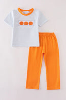 Pumpkin French Knot Boy Pant Set – Fall Outfit for Boys