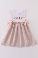 Brown Shell Starfish Embroidered Seersucker Dress