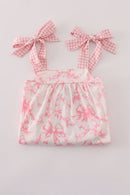 Pink bow print ruffle mom&me dress