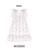 Pink bow print ruffle mom&me dress