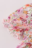 Purple floral print ruffle mom&me dress