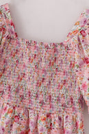 Purple floral print ruffle mom&me dress