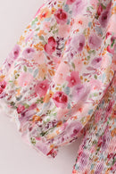 Purple floral print ruffle mom&me dress