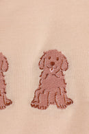 Cream puppy embroidery pants set