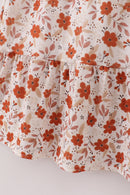 Fall floral print smocked mom dress