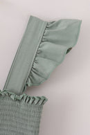 Sage smocked tiered mom dress