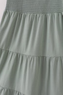 Sage smocked tiered mom dress