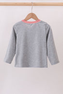 Gray farm applique top