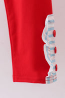 Blue stripe sports Trio applique ruffle pants set